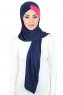 Mikaela - Marine Blå & Fuchsia Praktisk Bumuld Hijab