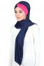 Mikaela - Marine Blå & Fuchsia Praktisk Bumuld Hijab