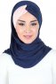 Mikaela - Marine Blå & Gammelrosa Praktisk Bumuld Hijab