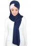 Mikaela - Marine Blå & Gammelrosa Praktisk Bumuld Hijab