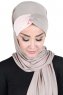 Mikaela - Taupe & Gammelrosa Praktisk Bumuld Hijab