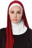 Naz - Bordeaux & Creme Praktisk One Piece Hijab - Ecardin