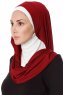Naz - Bordeaux & Creme Praktisk One Piece Hijab - Ecardin