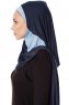 Naz - Marine Blå & Lyseblå Praktisk One Piece Hijab - Ecardin