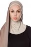 Naz - Mørk Taupe & Lys Taupe Praktisk One Piece Hijab - Ecardin