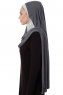 Naz - Mørkegrå & Lysegrå Praktisk One Piece Hijab - Ecardin