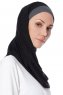 Naz - Sort & Mørkegrå Praktisk One Piece Hijab - Ecardin