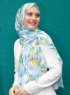 Pariza - Blå Blad Mønstrede Hijab