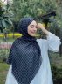 Qiana - Sort Mønstred Bomuld Hijab
