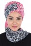 Regina - Marine Blå & Fuchsia Chiffon Instant Turban