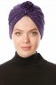 Shereen - Mørke Lilla Crepe Chiffon Turban - Sehr-i Sal