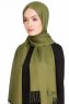 Sinem Khaki Chiffon Hijab Sjal Med Fransar 4A1419b