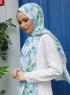 Yumna - Blå Blad Mønstrede Hijab