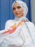 Yumna - Hvid Mønstrede Hijab