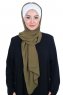 Vera - Creme & Khaki Praktisk Chiffon Hijab