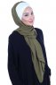 Vera - Creme & Khaki Praktisk Chiffon Hijab