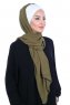 Vera - Creme & Khaki Praktisk Chiffon Hijab