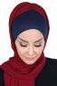 Vera - Marine Blå & Bordeaux Praktisk Chiffon Hijab