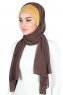 Vera - Sennepsgul & Brun Praktisk Chiffon Hijab