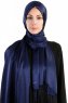 Verda Marinblå Satin Hijab Sjal Madame Polo 130013-1