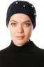 Yaren - Marine Blå Crepe Chiffon Turban - Sehr-i Sal