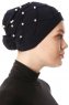 Yaren - Marine Blå Crepe Chiffon Turban - Sehr-i Sal