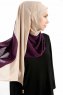 Yelda Lila & Beige Chiffon Hijab Sjal Madame Polo 130038-4