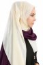 Yelda Lila & Creme Chiffon Hijab Sjal Madame Polo 130037-4