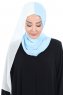 Ylva - Creme & Lyseblå Praktisk Chiffon Hijab