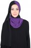 Ylva - Lilla & Sort Praktisk Chiffon Hijab
