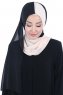 Ylva - Sort & Beige Praktisk Chiffon Hijab