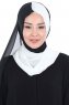 Ylva - Hvid & Sort Praktisk Chiffon Hijab