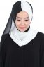 Ylva - Hvid & Sort Praktisk Chiffon Hijab