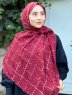 Zakiyah - Bordeaux Mønstred Bomuld Hijab