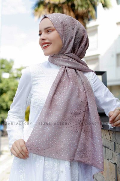Akay - Taupe Mønstrede Hijab - Sal Evi
