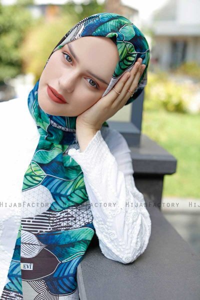 Kader - Grøn Mønstrede Hijab - Sal Evi