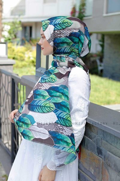 Kader - Grøn Mønstrede Hijab - Sal Evi
