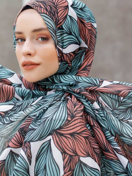 Seyyal - Grøn & Pink Mønstrede Hijab - Sal Evi