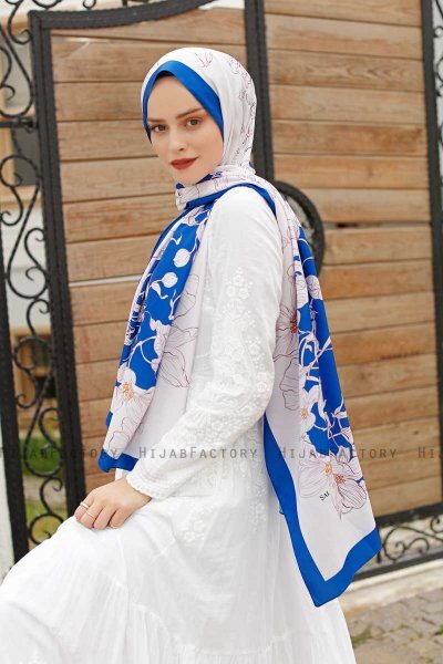 Orkidé Mønstret Twill Hijab - Sal Evi