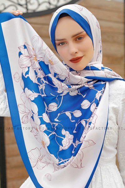 Orkidé Mønstret Twill Hijab - Sal Evi