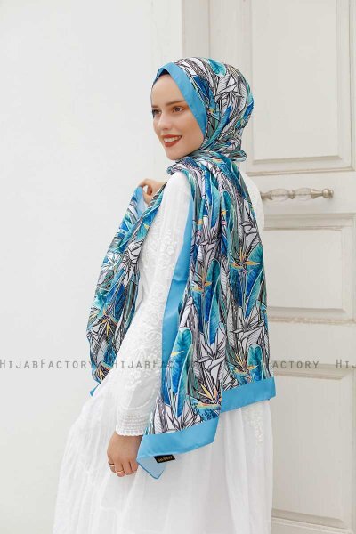 Lilje Mønstret Twill Hijab - Sal Evi