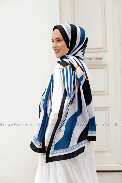 Ocean Mønstret Twill Hijab - Sal Evi