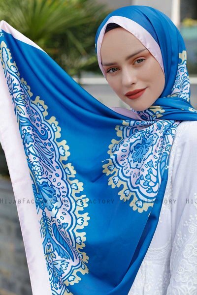 Blue Dream Mønstret Twill Hijab - Sal Evi