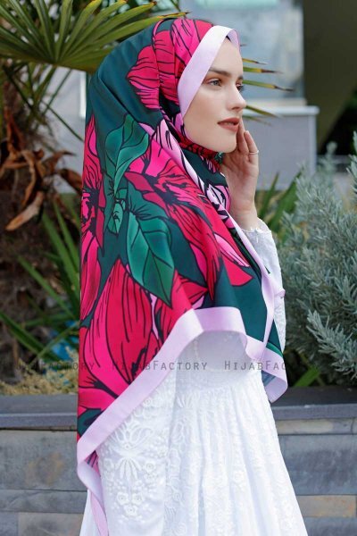 Rubin Mønstret Twill Hijab - Sal Evi