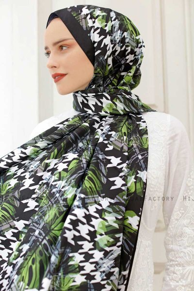 Skog Mønstret Twill Hijab - Sal Evi