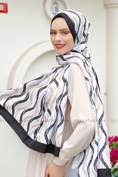 Waves Mønstret Twill Hijab - Sal Evi