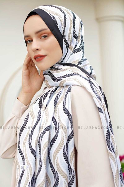 Waves Mønstret Twill Hijab - Sal Evi
