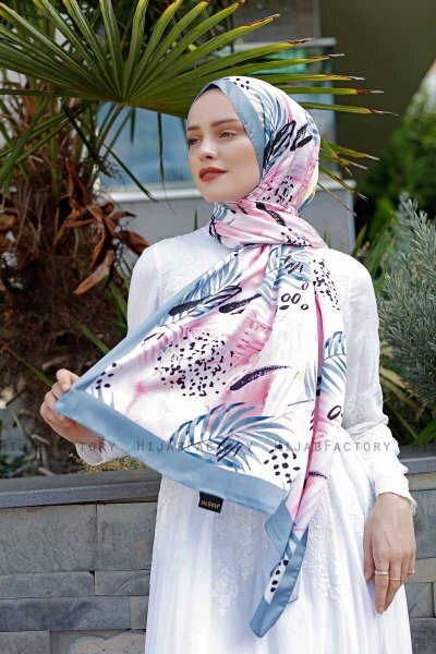 Pink Breeze Mønstret Twill Hijab - Sal Evi