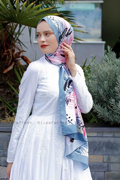 Pink Breeze Mønstret Twill Hijab - Sal Evi
