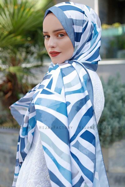 Clouds Mønstret Twill Hijab - Sal Evi